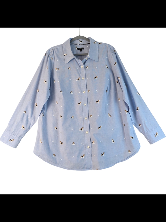 Talbots Tops - Talbots Plus Button-Up Shirt Blue 100% Cotton Fetching Beagle Size 1X